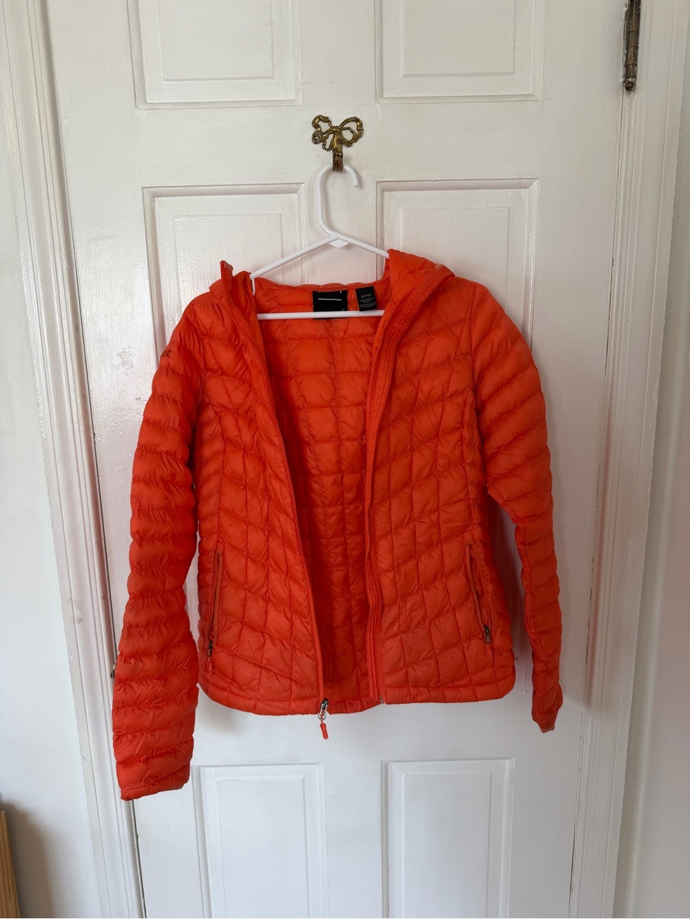 Marmot Coral/Orange Quilted Hooded Puffer Jacket